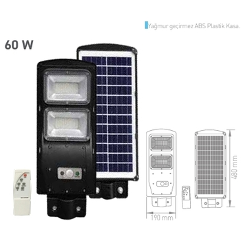 Solar Güneş Enerjili Led Sokak Armatürleri 60w Beyaz Işık ürün yorumları resim