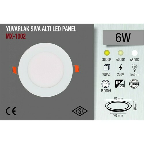 6w Yuvarlak Sıva Altı Led Panel 6500k Beyaz Işık Maxled resim önizleme
