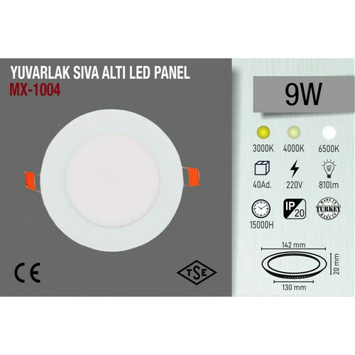 9w Yuvarlak Sıva Altı Led Panel 6500k Beyaz Işık Maxled resim önizleme