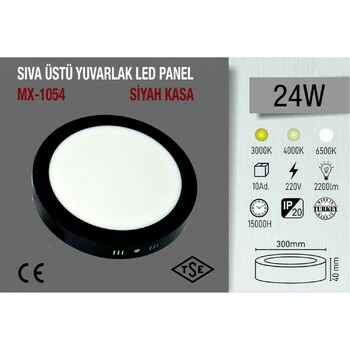 24w Yuvarlak Sıva Üstü Siyah Led Panel 6500k Beyaz Işık ürün yorumları resim